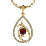 0.70 CtwSI2/I1 Garnet And Diamond 14K Gold Necklace