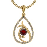 0.70 CtwSI2/I1 Garnet And Diamond 14K Gold Necklace