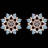 0.63 Ctw I2/I3 Blue Topaz And Diamond 14K Rose Gold Stud Earrings