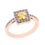 1.28 Ctw SI2/I1 Citrine And Diamond 10K Rose Gold Engagement Halo Ring