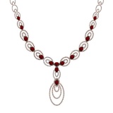 23.55 Ctw SI2/I1 Garnet And Diamond 14K Rose Gold Necklace
