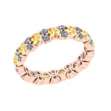 2.21 Ctw SI2/I1 Citrine And Diamond 14K Rose Gold Eternity Band Ring