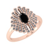 1.15 Ctw I2/I3 Treated fancy Black And White Diamond 14K Rose Gold Vintage Style Ring