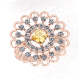 1.29 Ctw I2/I3 Citrine And Diamond 10K Rose Gold Antique Style Wedding Ring