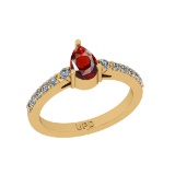 1.08 Ctw SI2/I1 Garnet And Diamond 10K Yellow Gold Ring