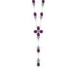 10.50 Ctw SI2/I1 Amethyst And Diamond 14K White Gold Necklace