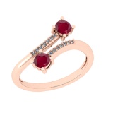 0.60 Ctw SI2/I1 Ruby And Diamond 14K Rose Gold Bypass Ring