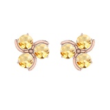 Certified 3.00 Ctw Citrine 10K Rose Gold stud Earrings