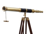 Admirals Floor Standing Brass with Leather Telescope 60in.