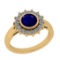 1.49 Ctw SI2/I1 Blue Sapphire And Diamond 14K Yellow Gold Ring