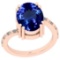 4.70 Ctw SI2/I1 Tanzanite And Diamond 14K Rose Gold Engagement Ring
