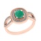 0.80 Ctw SI2/I1 Emerald And Diamond 14K Rose Gold Vintage Style Halo Ring