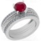 1.71 Ctw I2/I3 Ruby And Diamond 14K White Gold Anniversary Ring