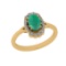0.91 Ctw SI2/I1 Emerald And Diamond 14K Yellow Gold Cocktail Ring