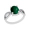 2.64 Ctw SI2/I1 Emerald And Diamond 14K White Gold Cocktail Ring