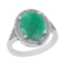 5.25 Ctw SI2/I1 Emerald And Diamond 14K White Gold Engagement Ring