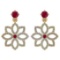 1.25 Ctw I2/I3 Ruby And Diamond 14K Yellow Gold Earrings