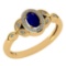 0.60 CtwSI2/I1 Blue Sapphire And Diamond 14K Yellow Gold Ring