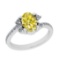 2.24 Ctw I2/I3 Treated fancy Yellow And White Diamond 14K White Gold Wedding Halo Ring