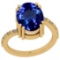 4.70 Ctw SI2/I1 Tanzanite And Diamond 14K Yellow Gold Engagement Ring