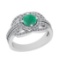 1.57 Ctw SI2/I1 Emerald And Diamond 14K White Gold Engagement Halo Ring
