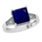 2.10 Ctw SI2/I1 Blue Sapphire And Diamond 14K White Gold Ring