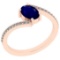 0.56 Ctw SI2/I1 Blue Sapphire And Diamond 14K Rose Gold Anniversary Ring