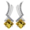 1.60 Ctw I2/I3 Citrine And Diamond 14K White Gold Earrings