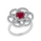 1.82 Ctw I2/I3 Ruby And Diamond 14K White Gold Wedding Ring