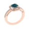 1.70 Ctw I2/I3 Treated Fancy Blue And White Diamond 14K Rose Gold Engagement Halo Ring