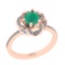 1.27 Ctw I2/I3 Emerald And Diamond 14K Rose Gold Ring