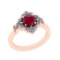 0.87 Ctw SI2/I1 Ruby And Diamond 14K Rose Gold Ring