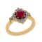 0.87 Ctw SI2/I1 Ruby And Diamond 14K Yellow Gold Ring