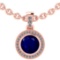 2.15 Ctw I2/I3 Blue Sapphire And Diamond 14K Rose Gold Pendant Necklace