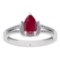 0.95 Ctw SI2/I1 Ruby And Diamond 14K White Gold Promises Ring