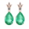12.90 Ctw SI2/I1 Emerald And Diamond 14K Rose Gold Earrings