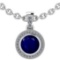 2.15 Ctw I2/I3 Blue Sapphire And Diamond 14K White Gold Pendant Necklace