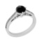 1.12 Ctw I2/I3 Treated Fancy Black And White Diamond 14K White Gold Filigree Engagement Ring