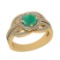 1.57 Ctw SI2/I1 Emerald And Diamond 14K Yellow Gold Engagement Halo Ring
