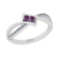 0.30 Ctw SI2/I1 Amethyst And Diamond 10k White Gold Two Stone Wedding Ring