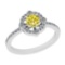 0.70 Ctw I2/I3 Treated Fancy Yellow And White Diamond 14K White Gold Engagement Ring