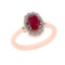 0.91 Ctw SI2/I1 Ruby And Diamond 14K Rose Gold Cocktail Ring