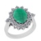 5.60 Ctw SI2/I1 Emerald And Diamond 14K White Gold Cocktail Ring
