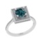 1.80 Ctw I2/I3 Treated Fancy Blue And White Diamond 14K White Gold Engagement Halo Ring
