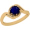 0.74 Ctw SI2/I1 Blue Sapphire And Diamond 14K Yellow Gold Ring