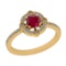 0.70 Ctw SI2/I1 Ruby And Diamond 14K Yellow Gold Engagement Ring