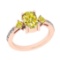 2.46 Ctw I2/I3 Treated fancy Yellow And White Diamond 14K Rose Gold three Stone Ring