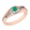 0.75 Ctw SI2/I1 Emerald And Diamond 14K Rose Gold Engagement Ring