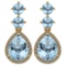 5.25 Ctw SI2/I1 Aquamarine And Diamond 14K Yellow Gold Dangling Earrings
