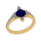 1.55 Ctw SI2/I1 Blue Sapphire And Diamond 14K Yellow Gold Ring